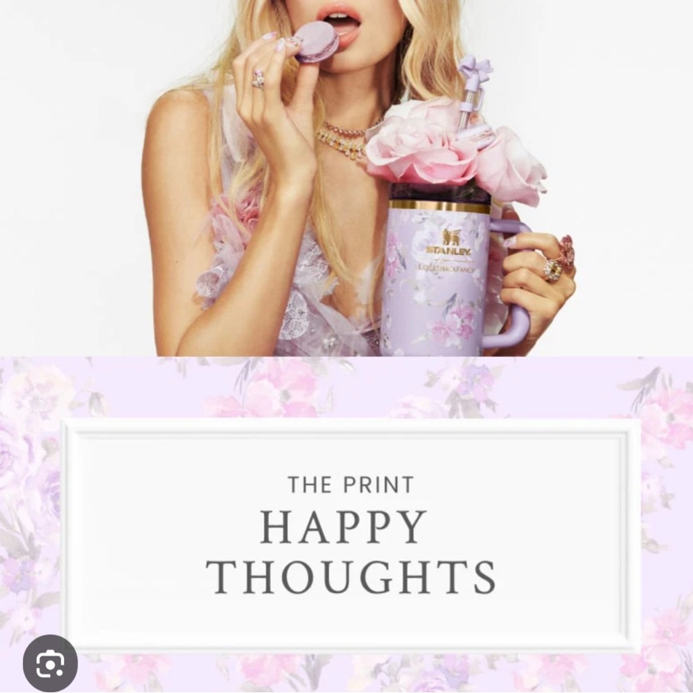 Love Shack Fancy 40 ounce tumbler in Happy Thoughts